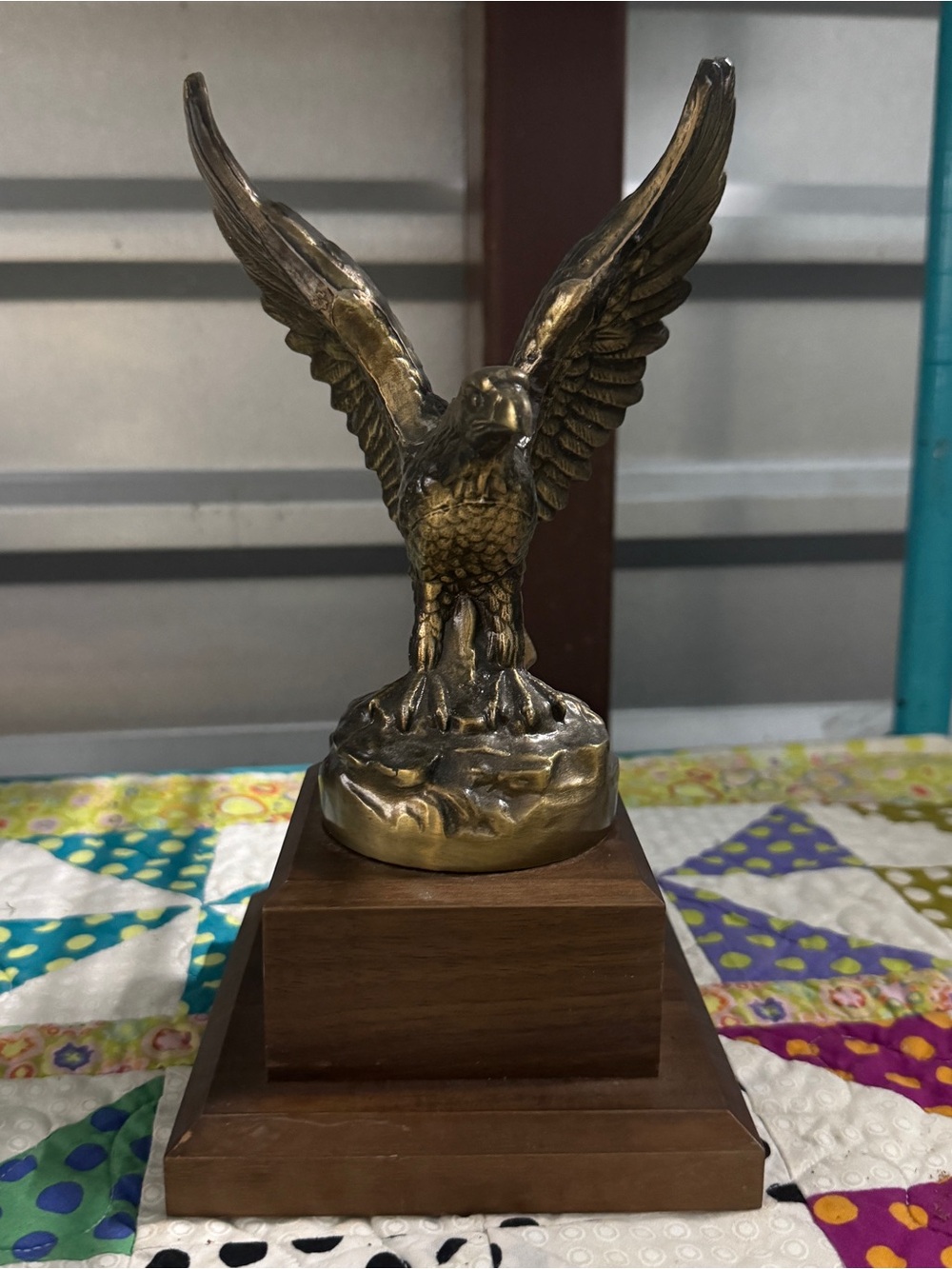 Vintage Civil Air Patrol (CAP) Memorabilia Brass Eagle Statue Award on Wood Base